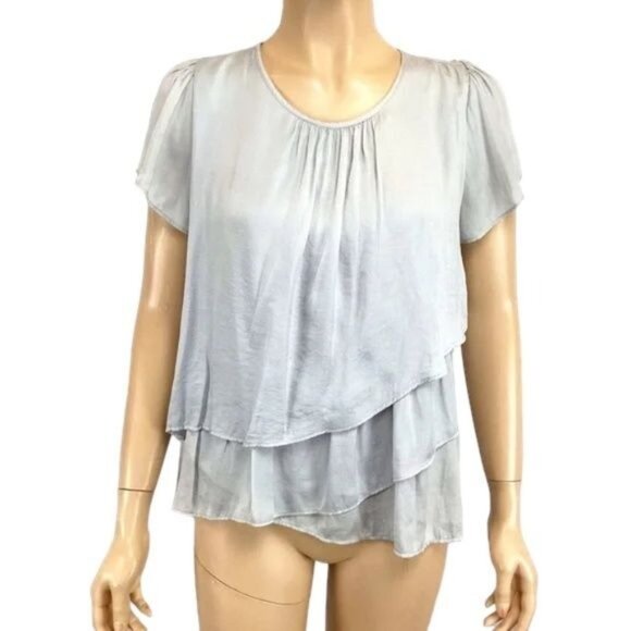 hazel Tops - Anthropologie Hazel Silver tiers blouse size XSP‎ Xsmall petite Short Sleeve